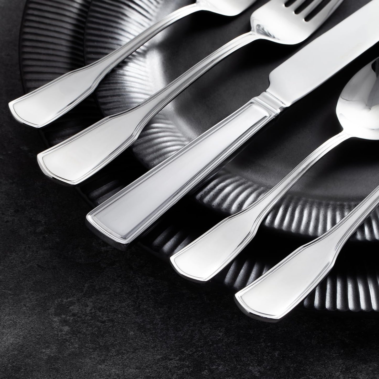 KINGSTONE 60-Piece Silverware Set, 18/10 Stainless Steel Flatware Set for 12, Tableware Cutlery Set, Utensil Sets for Home Restaurant, Mirror Finish, Dishwasher Safe