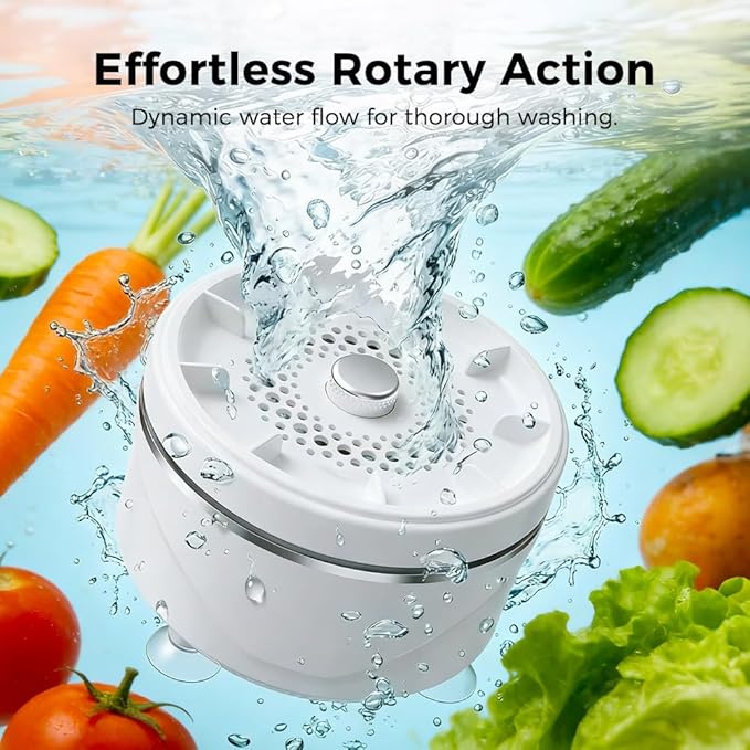 Fruit and Vegetable Washing Machine, 2026 Upgraded Produce Washing Device with Titanium Plate, Waterproof Food Cleaner, Rechargeable for Kitchen and Outdoor Use (1)