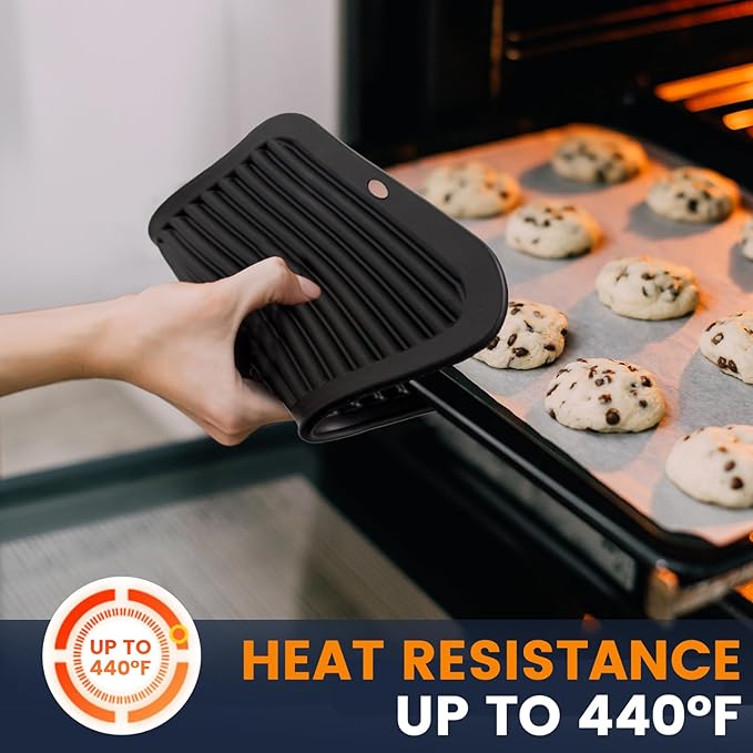 Silicone Trivet Mats 4 Heat Resistant Pot Holders Multipurpose Non-Slip Hot Pads for Kitchen Potholders, Drying mat, Jar Opener, Spoon Holder, Coaster.(Pitch Black)