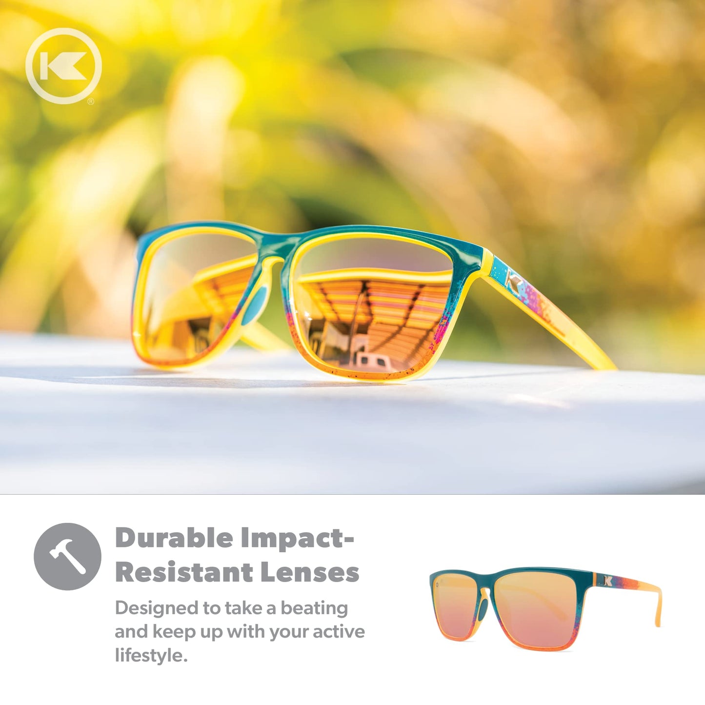 Knockaround Fast Lanes Sport - Polarized Running Sunglasses for Women & Men - Impact Resistant Lenses & Full UV400 Protection, Desert