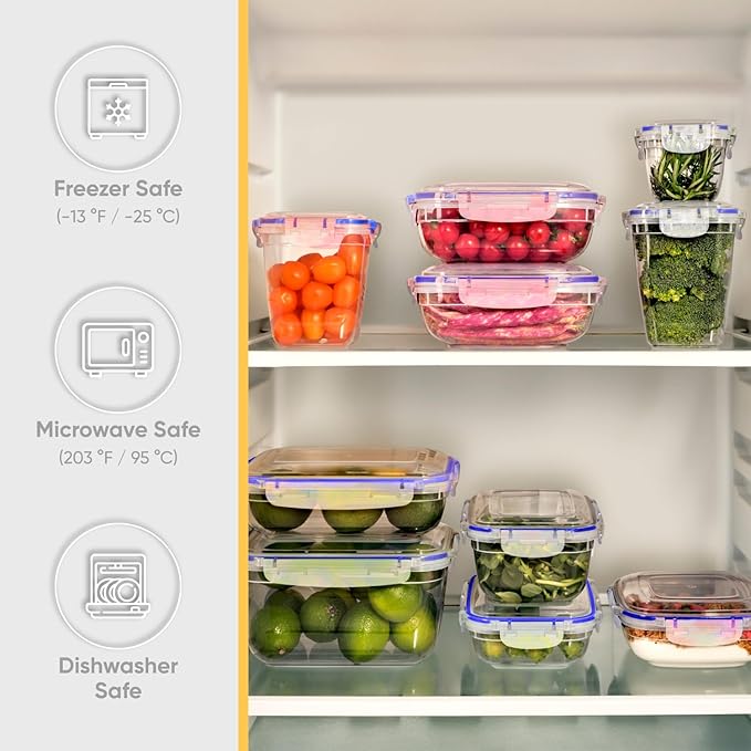 Superio Plastic Food Storage Containers with airtight Lid for Pantry, Fridge- BPA Free, Leakproof Sealed Container- Microwave, Dishwasher and Freezer Safe, Clear (17 Cup- 4 Pack)
