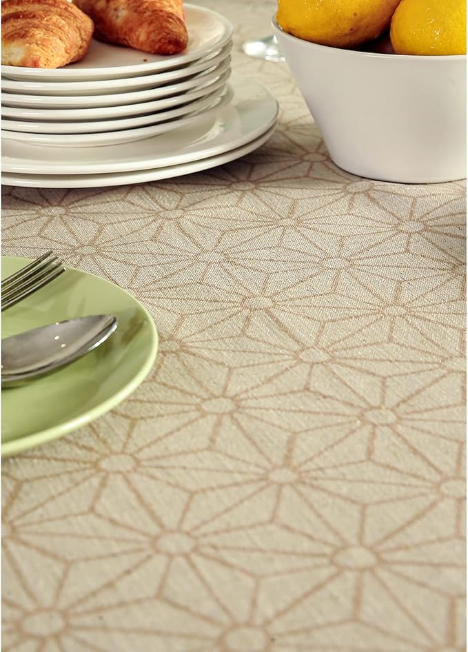 patdrea Designer Linen Light Brown Square Table Cloth,Vintage French Breathable Floral Tablecloth,Decor Table Covers for Kitchen Dining,Parties,Christmas,Tea Party,Thanksgiving,67"x67"-Cudillero