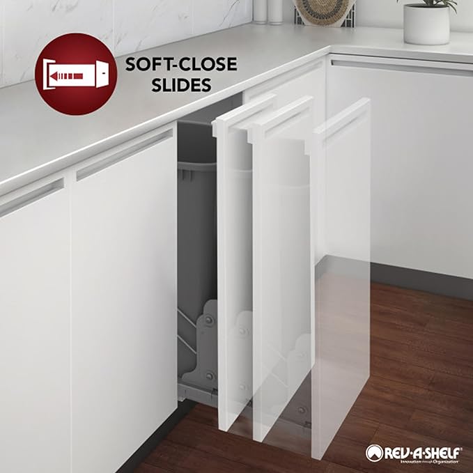 Rev-A-Shelf 8" Pullout Storage Organizer for Base Kitchen/Bathroom Cabinets with Soft-Close Full Extension Slides and Adjustable Shelves, 448-BCSC-8C