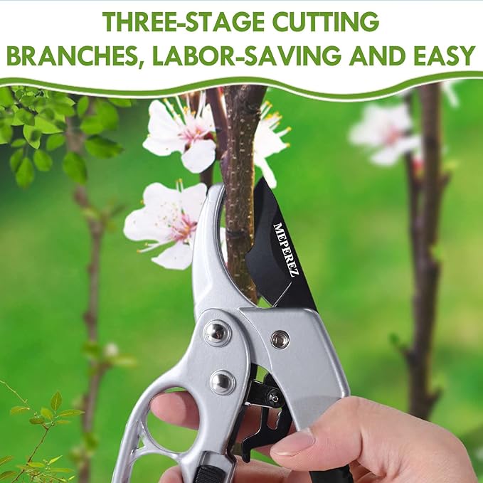 Ultra Sharp Germany Steel Pruning Shears - Cuts 3X Easier, Weak Hand Arthritis Snips, Rust-Resistant, Effortlessly 1-Inch Cut Capacity Garden Scissors, Ergonomic Handle (Black)