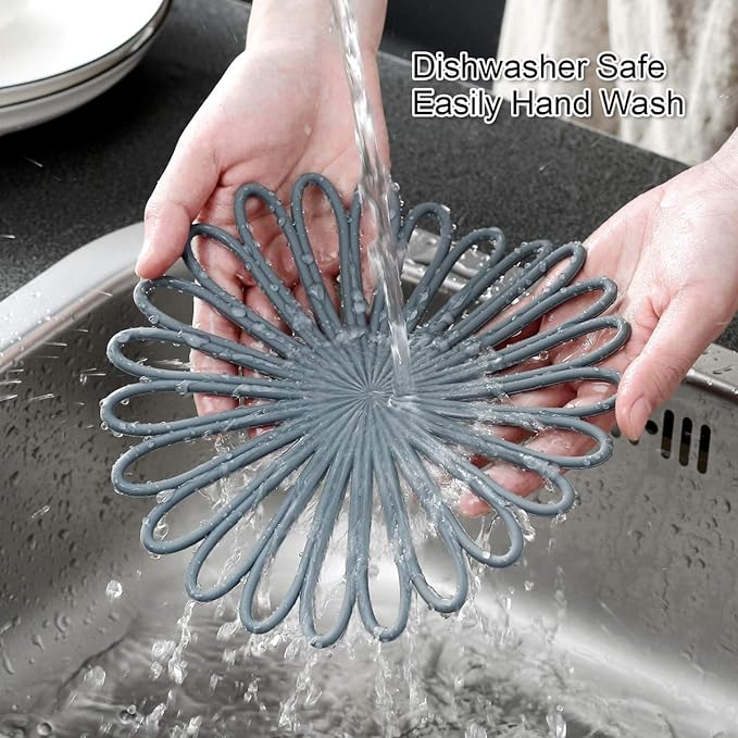 Set of 3 Silicone Trivet Mat - Hot Pot Holder Hot Pads for Table & Countertop - Trivet for Hot Dishes - Non-Slip & Heat Resistant Modern Kitchen Hot Pads for Pots & Pans, Yellow