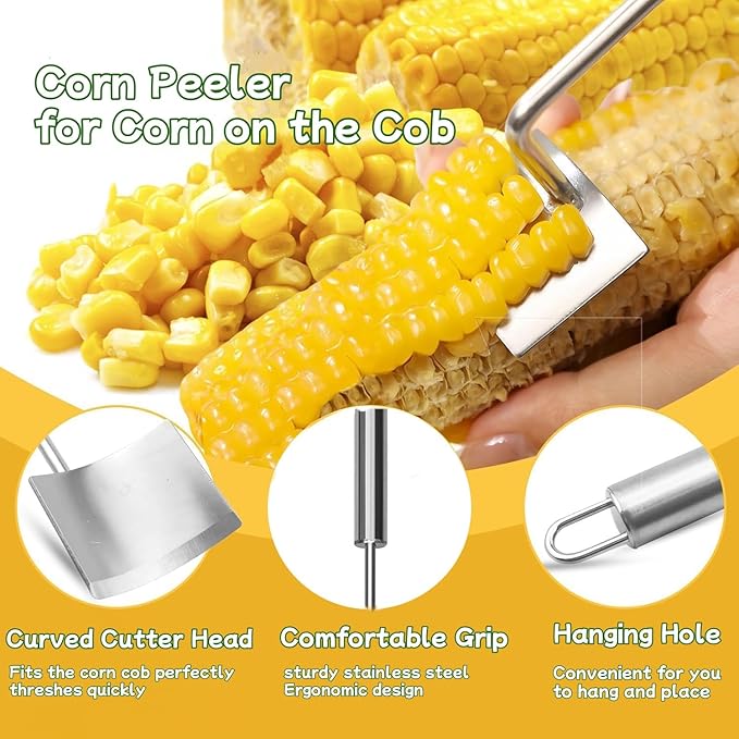 Corn Peeler for Corn on the Cob,Corn Peeler,Corn on The Cob Remover,Stainless Steel corn cob stripper,Quickly Shucking Corn Kernel Remover Tool,Suitable for kitchen and Picnic Enthusiasts (2)