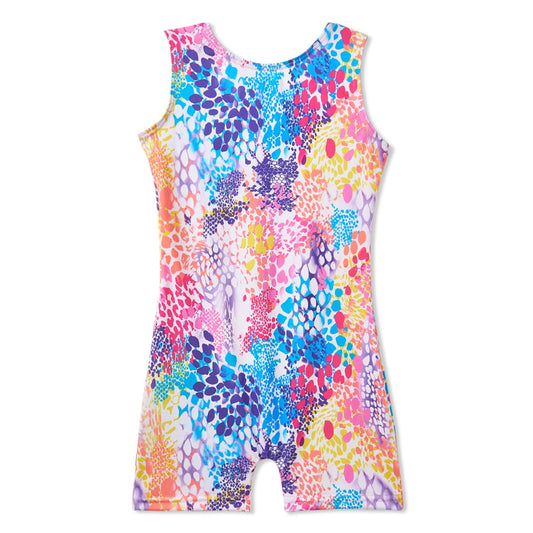 MYQFF Leotards for Girls Gymnastics with Shorts Size 4 5 Sparkle Butterfly Flowers Pattern Sleeveless Biketards Colorful