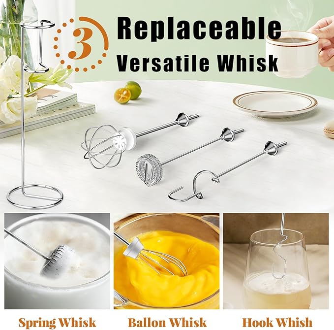 Nahida Rechargeable Milk Frother Wand for Coffee Include Stand - Light Purple