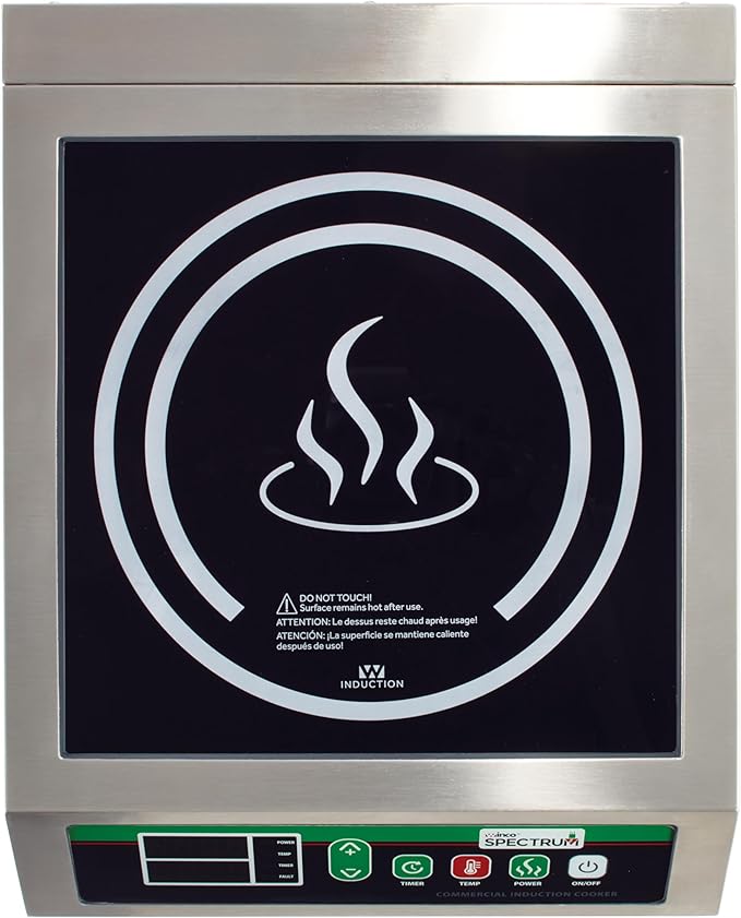 Winco EICS-18 Commercial-Grade Portable Induction Cooktop Burner, 1800 W, 120V