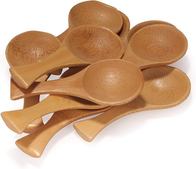BambooMN - 3.5" Small Solid Bamboo Round Scoop, 10pcs
