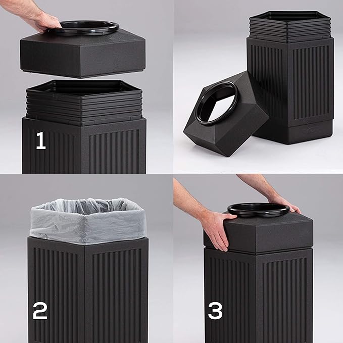 Safco Canmeleon Trash Can, 30 Gallons, Indoor and Outdoor Use, Durable & Weather-Resistant Commercial Garbage Can, Black
