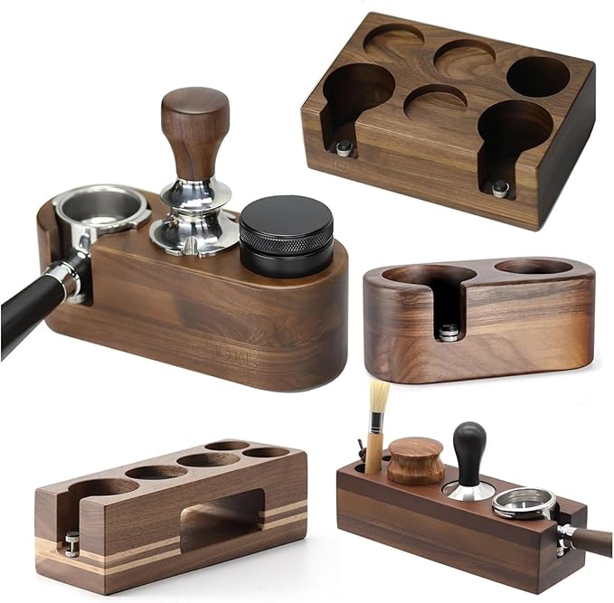 Walnut Wood Coffee Filter Holder, Espresso Tamper Mat Stand, Coffee Maker Support Base Rack, Barista Accessories(2PCS)
