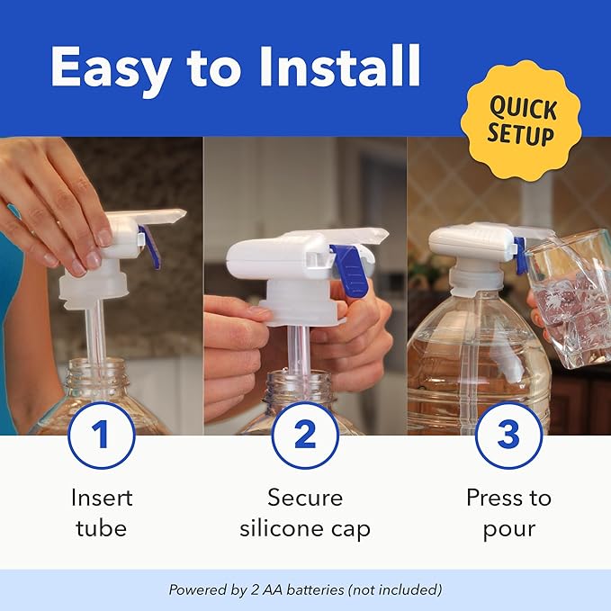 Magic Tap Automatic Drink Dispenser for Fridge, Teal (3 Pack), No Spill Milk Dispenser for Fridge, Automatic Milk Dispenser Pump for Gallon Jugs, Water & Juice, Fits Most Bottles, Batteries Required