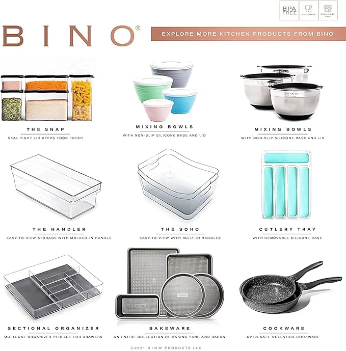 BINO | Stackable Storage Bins, Large - 2 Pack | THE STACKER COLLECTION | Clear Plastic Storage Bins | Built-In Handles | BPA-Free | Containers for Organizing Kitchen Pantry | Multi-Use Organizer Bins