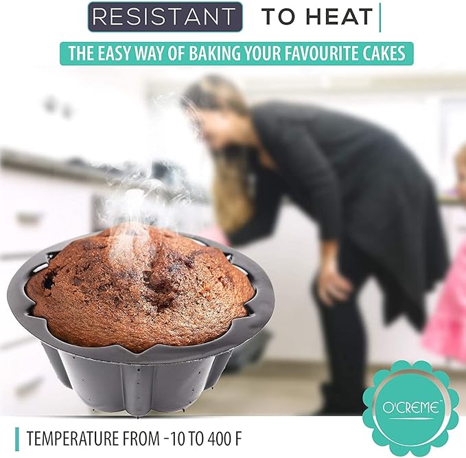 O’Creme Bakeable Plastic Mini Cake Pan with Container - Baking Pan With Non-Stick Silicone - Reusable Mold For Baking and Much More - and Clear Snap-Closure Container - 25 Cake Pans + 25 Containers
