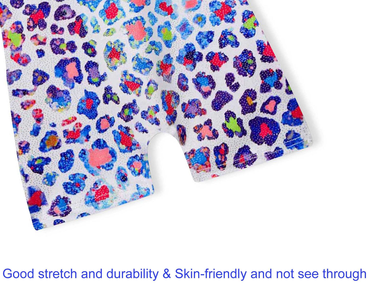 Domusgo Leotard for Girls Gymnastics Size 4t 5t Shiny One-Piece Sleeveless Rainbow Leopard Dance Biketard