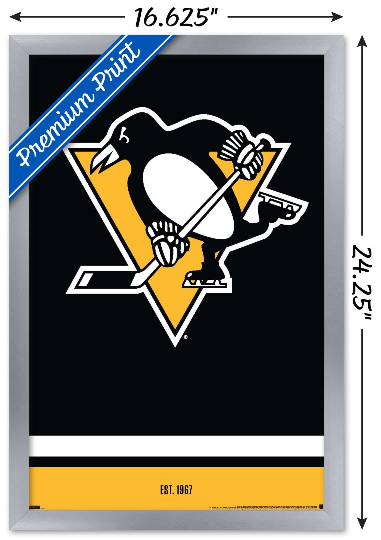 Trends International NHL Pittsburgh Penguins - Logo 21 Wall Poster, 14.725" x 22.375", Silver Framed Version