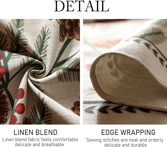 ISAENNE Designer Christmas Beige Linen Table Cloth for Rectangle Table,Pinecones Pattern Indoor Tablecloths,Washable Decor Tablecloth for Dining Thanksgiving Kitchen Christmas,55"*79"-Carol B