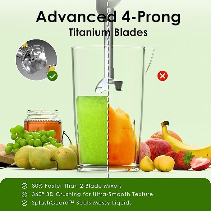 Cordless Immersion Hand Blender, 5-in-1 Variable Speed blender handheld,Rechargeable with 2000mAh Battery, BPA-Free & Dishwasher-Safe Accessories:700ml Beaker,Chopper,Whisk & Milk Frother,Black