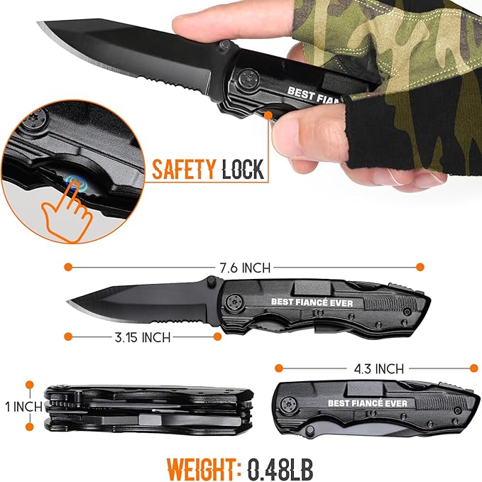 Fiance Gifts for Him, Multitool Knife, Fiance Gifts, Fiancé Christmas Practical Gift, Fiancé Gift for Camping, Hiking, Fishing, 20 in 1 Multitool