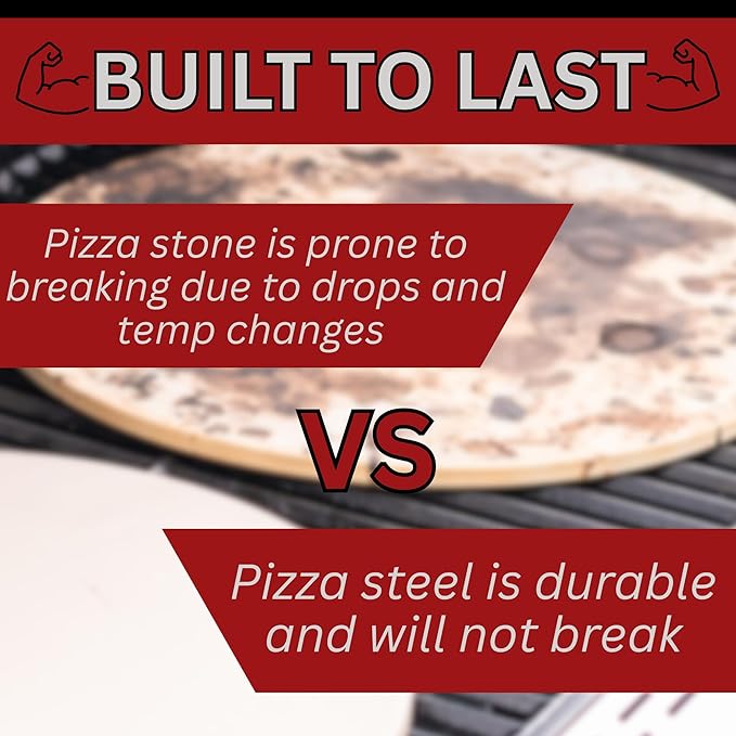 ThermiChef 14x20 Pizza Steel, 1/4" Thick, 19.2 lbs - Cooking Steel for Oven & Grill - Made in USA