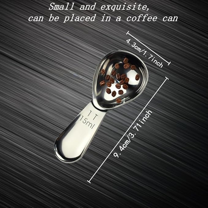 CoaGu 2-Pack Mini Coffee Scoops 15ml - Short Handle Stainless Steel Spoons for Coffee, Baking & Supplements, Non-Slip Grip | Fits Espresso Bags & Spice Containers