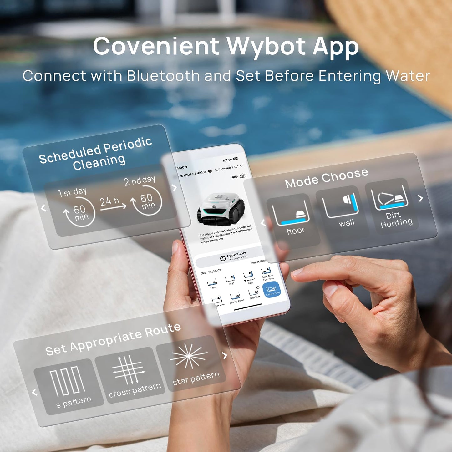 (2025 New) WYBOT C2 Vision Robotic Pool Vacuum with AI Camera, Ultra-Fine Filtration Pool Cleaners for Above&Inground Pools, Comprehensive 8 Mode, Wall Climbing, Smart Navigation, White