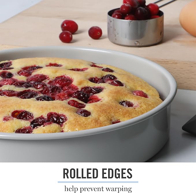 Martha Stewart Gallen 8 Inch Round Nonstick Carbon Steel Cake/Bake Pan - Cool Grey (Pack of 6)