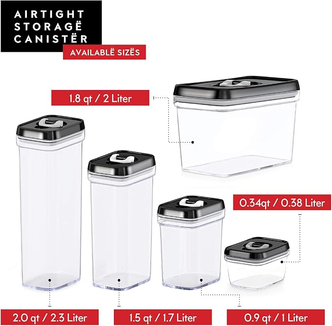 DWËLLZA KITCHEN Mini Airtight Food Storage Containers with Lids – Set of 6 Clear Plastic Small Pantry Containers for Spices, Candy, Nuts, Coffee or Tea, BPA-Free, Keeps Food Fresh & Dry