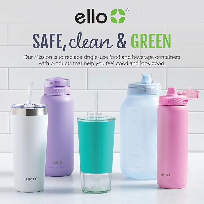 Ello Pop & Fill 32oz Stainless Steel Water Bottle with Quick Fill Technology, Double Walled and Vacuum Insulated Metal, Leak Proof Locking Lid, Sip and Chug, Reusable, BPA Free, Tonal Black