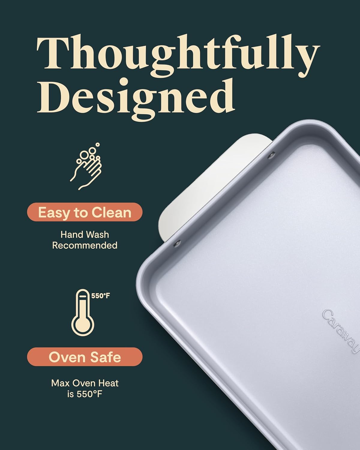 Caraway Non-Stick Ceramic 9”x13” Rectangle Pan Duo - Naturally Slick Ceramic Coating - Non-Toxic, PTFE & PFOA Free - Perfect for Brownies, Lasagnas, and More - White