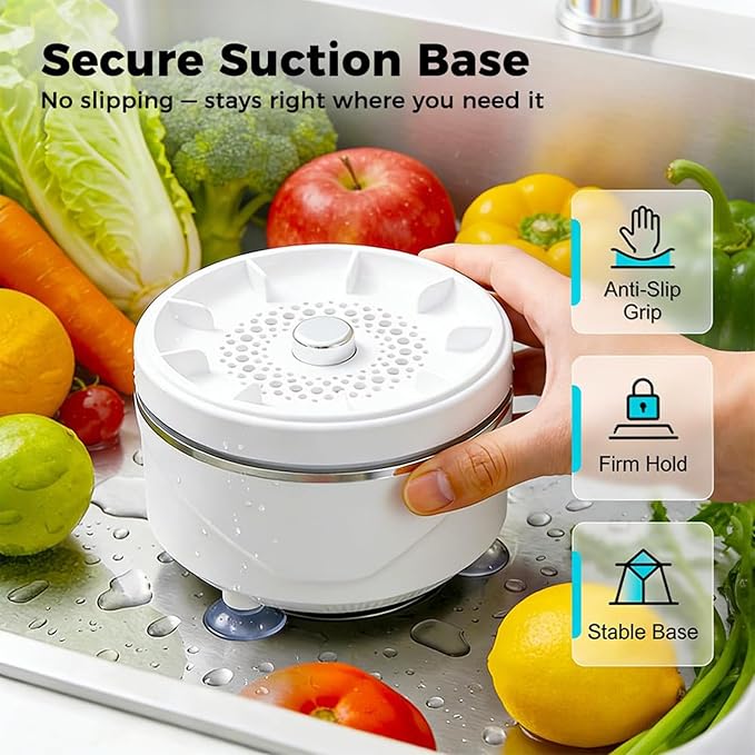 Fruit and Vegetable Washing Machine, Capsule Fruit Cleaner Device for Kitchen Sink | Portable Veggie Wash Purifier for Produce Grains Meat Seafood, 2026 Wireless Hydroxyl Water Ion Technology (1Pcs)