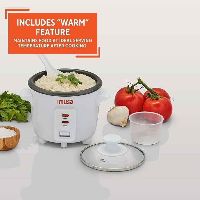 IMUSA 1.5cup Electric Ceramic Rice Cooker, White