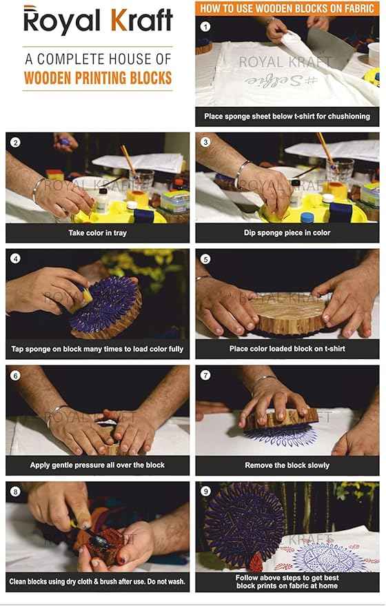 Royal Kraft Assorted Wooden Block Printing Stamps (Set of 10) Bulk01_10A