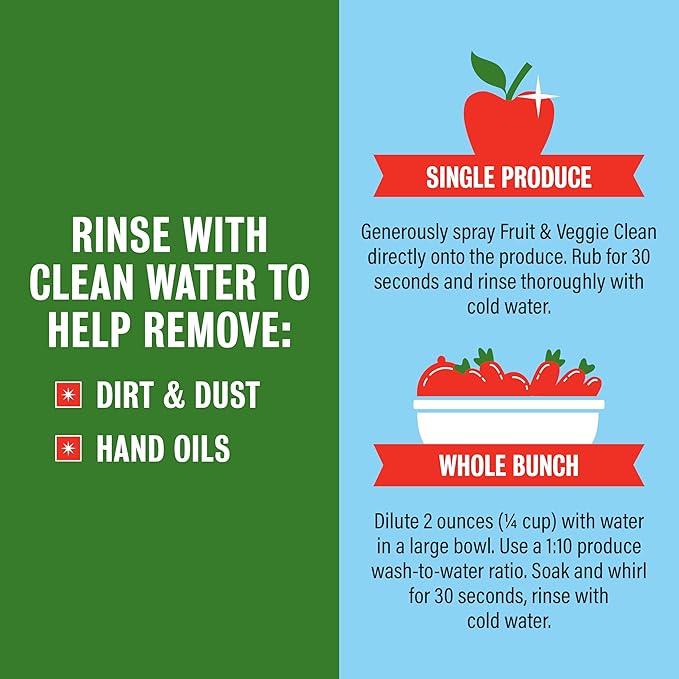 Rebel Green Fruit & Veggie Clean - Plant-Based Produce Cleaner - Natural Fruit and Vegetable Wash with No Aftertaste - Dirt & Grime Removal - Made with Organic Extracts of Citrus - Gallon