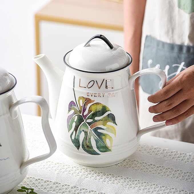 GRFIT Carafe Ceramic Cold Kettle with Handle Large Capacity Filter Teapot Teapot Home High Temperature Resistant Pitcher with Lid (170g) Water Pitcher (Color : F)
