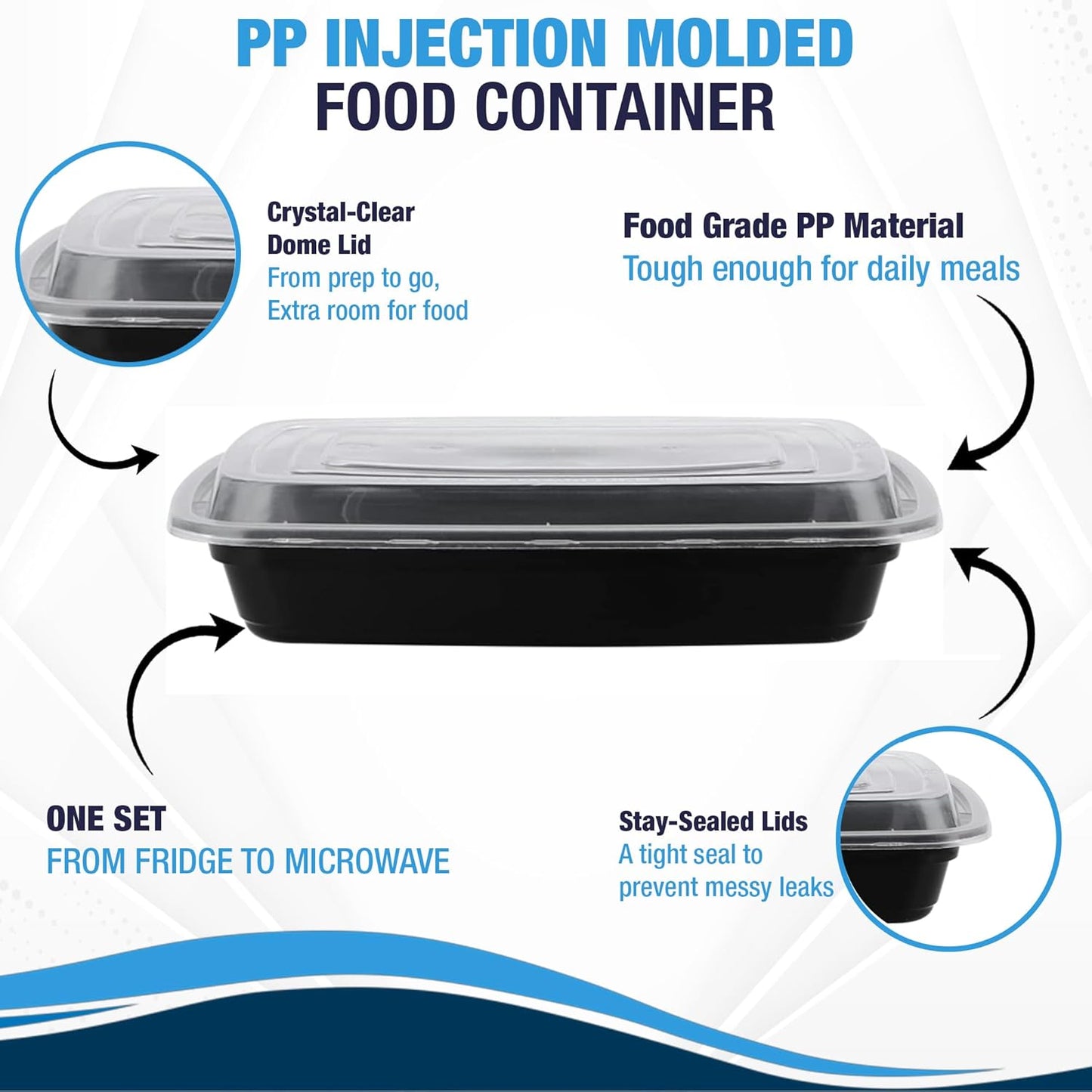 Ruthy's Outlet Meal Prep Containers W/Lids -Square Food Storage – BPA-Free| Stackable | Microwave | Freezer & Dishwasher Safe | Reusable Lunch Bento Box Portion Control & Planning (30 Pack, 12 oz)