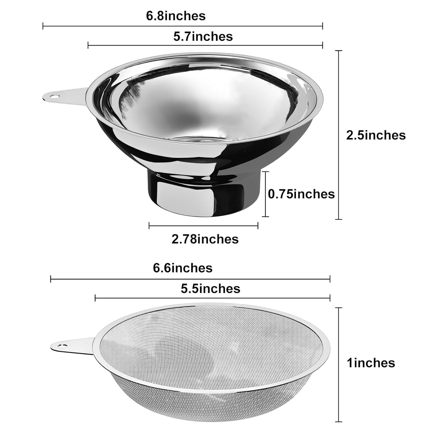 Canning funnel with stainless steel filter for wide mouth Mason jars - Kitchen filling stainless steel wide mouth funnel（for wide mouth Mason jars）