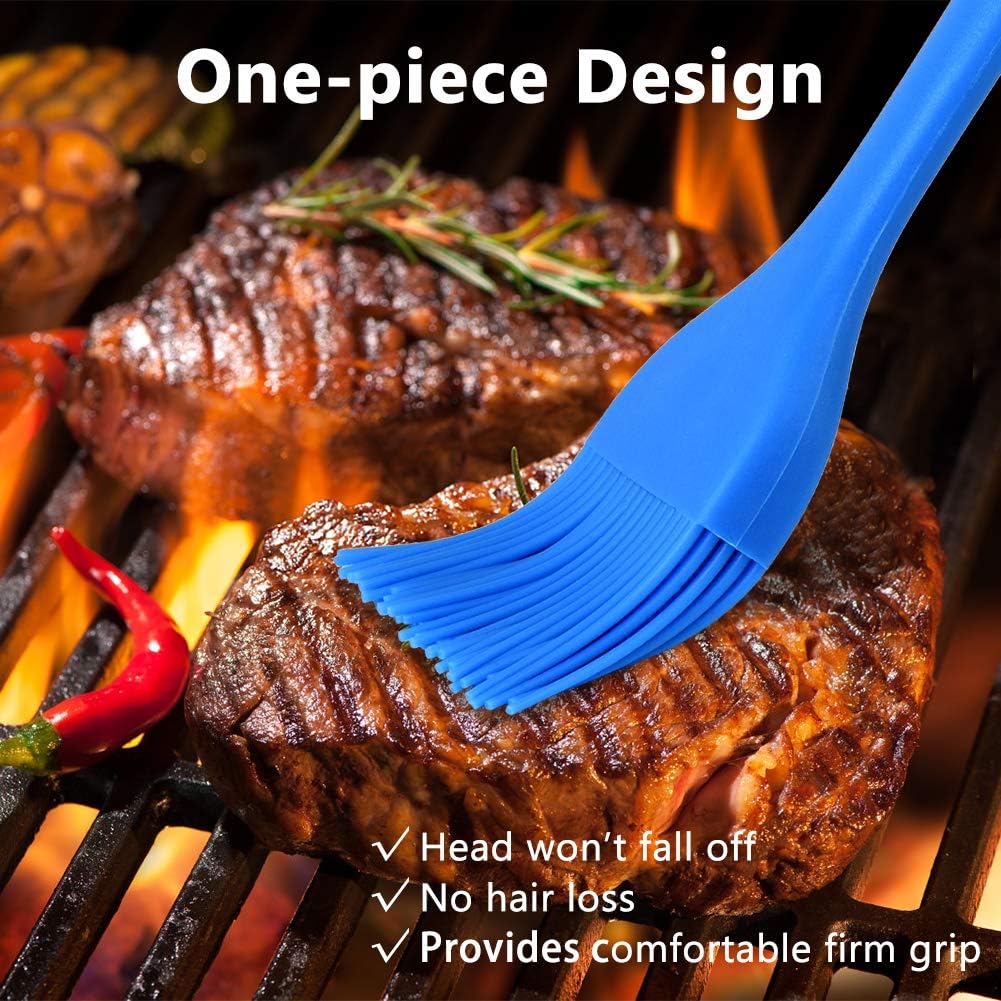Silicone Basting Pastry Brush Set 4 Pack Heat Resistant Spread Oil Butter Sauce for BBQ Grill Barbeque Kitchen Baking Cooking Pastries, 2 Large & 2 Small Multicolor