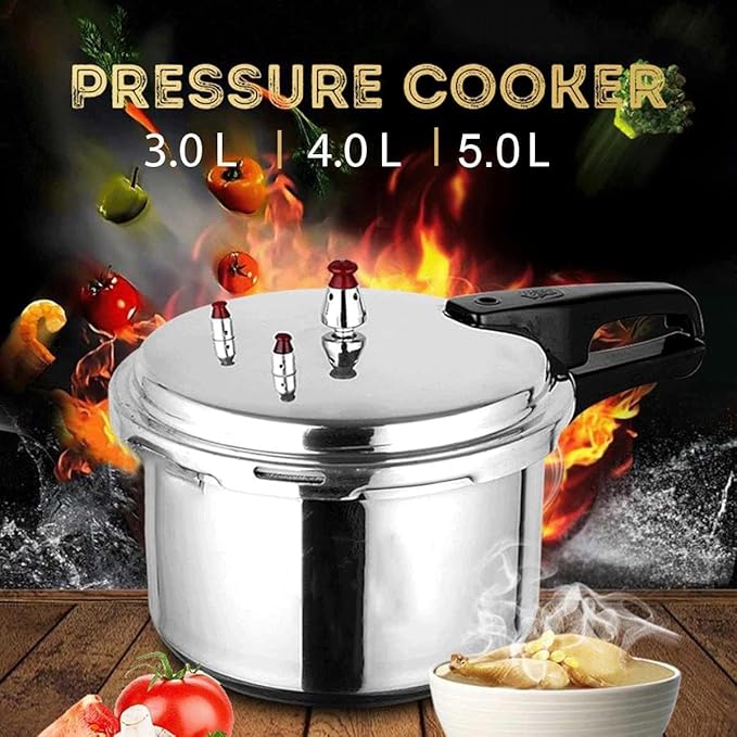 Electric Pressure Cooker, Kitchen Pressure Cooker Cookware 18/20/22cm Gas Stove/Open Fire Pressure Cooker Outdoor Camping Cook Tool Steamer,One Color-4L
