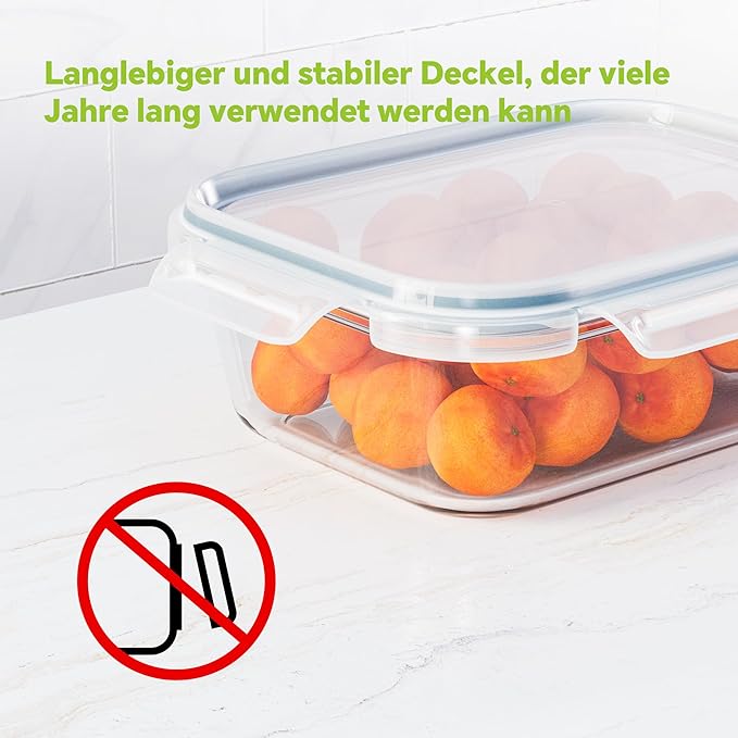 3-Pack 35 oz Borosilicate Glass Food Storage Containers with Lids, Stackable Airtight Glass Meal Prep Containers for Lunch & Leftover, BPA-Free & Leak Proof, for Microwave, Oven, Dishwasher