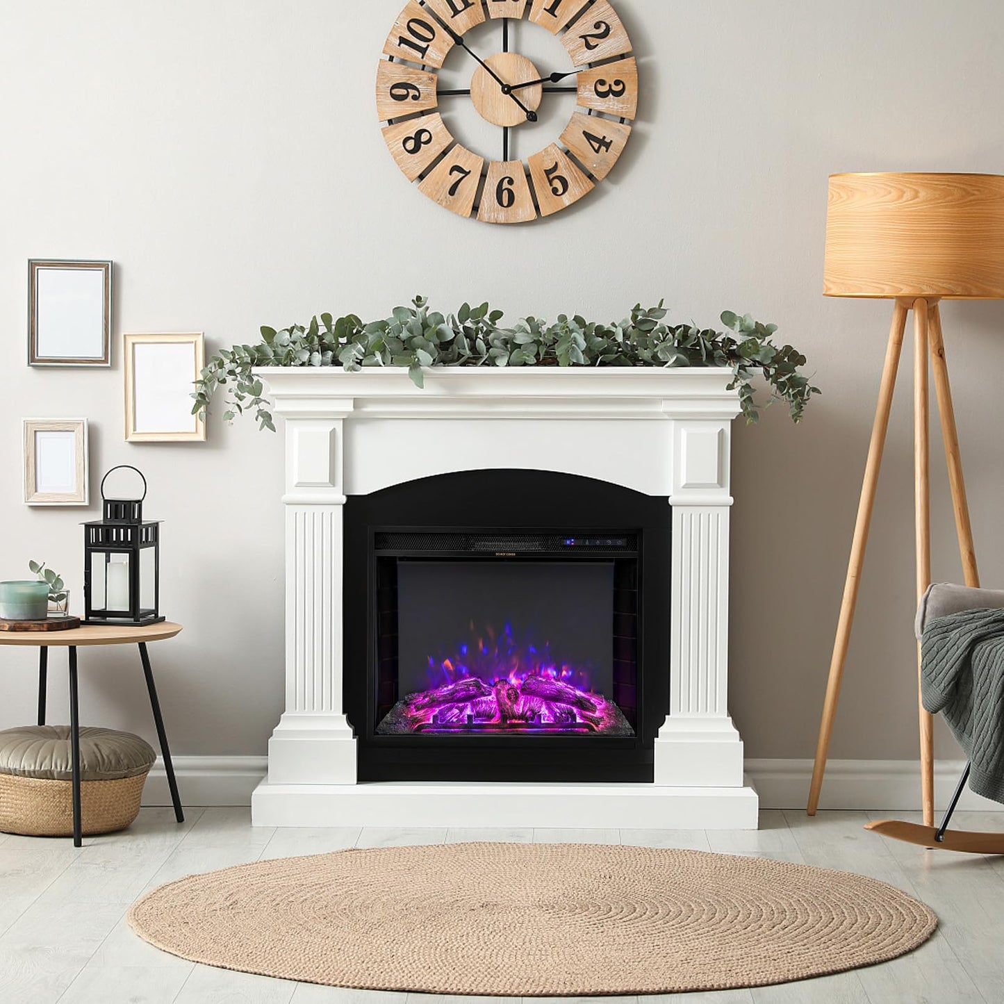 COSTWAY Electric Fireplace Insert 26-inch Wide, 5,000 BTU Recessed and Freestanding Fireplace Heater with Remote Control, 3 Flame Colors, 6 Brightness, 6H Timer, Fireplace for Indoor Use, 750/1500W