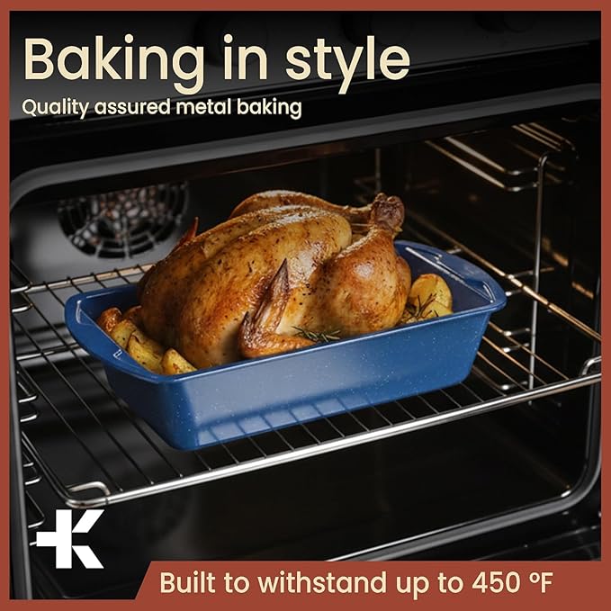 Nonstick Loaf Pan Set Pack of 2, 10.2" & 11" Large Baking Bread Pan, Oven Safe Up to 450°F, PFOA, PFOS, PTFE Free, Space Saving Stackable Design, Stain Resistant, Dishwasher Friendly, Blue Marble
