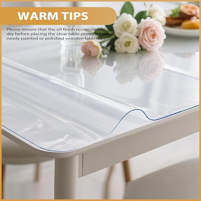 Clear Table Protector 42 x 78 Inch, 1.4mm Thick Waterproof PVC Plastic Table Cover, Durable Table Pad for Dining Room, Kitchen, Writing Desk, and Coffee Tables