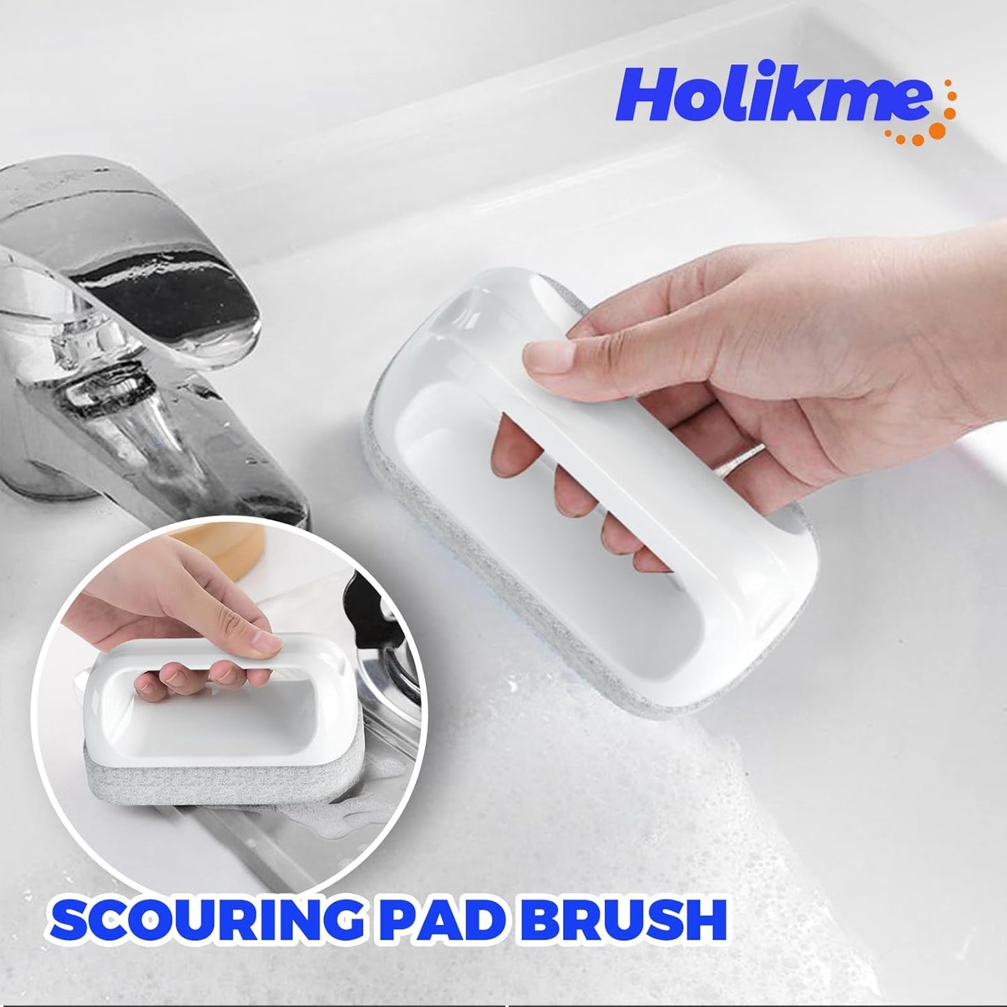 Holikme Cleaning Brush Set, Scouring Pad for Cleaning, Groove Gap Brushes for Pot, Pan, Kitchen Sink, Wire Brushes (Brown)