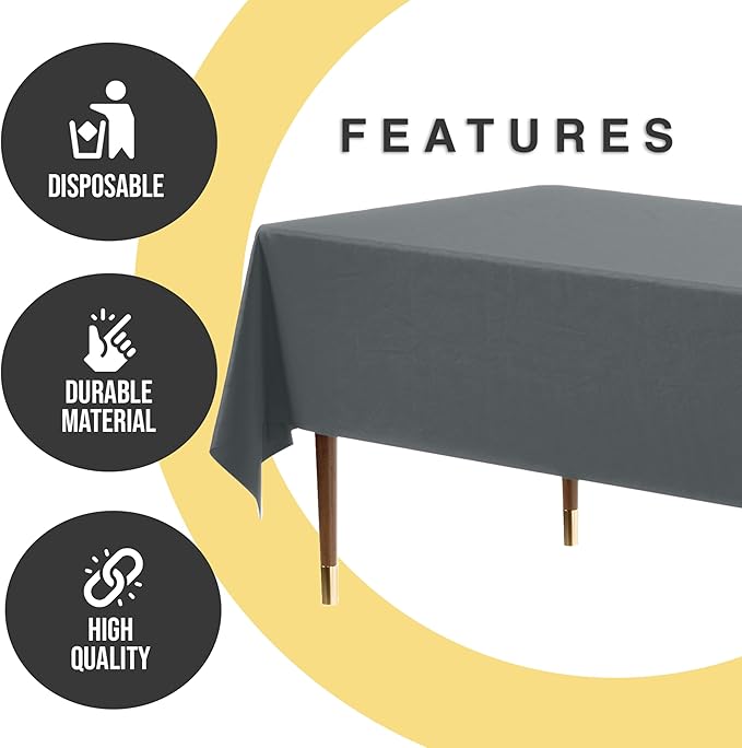 Exquisite 66% Thicker Premium Plastic Table Cloth Rectangle Table Cover 0.5 Mil 12 Pack Silver Table Cloth 54 Inch x 108 Inch Disposable Tablecloth Won't Tear Easily Like Cheap Thin Brands