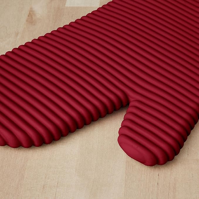 KITCHENAID Ribbed Soft Silicone Oven Mitt 2-Pack Set, 7.5"x13", Smoked Paprika