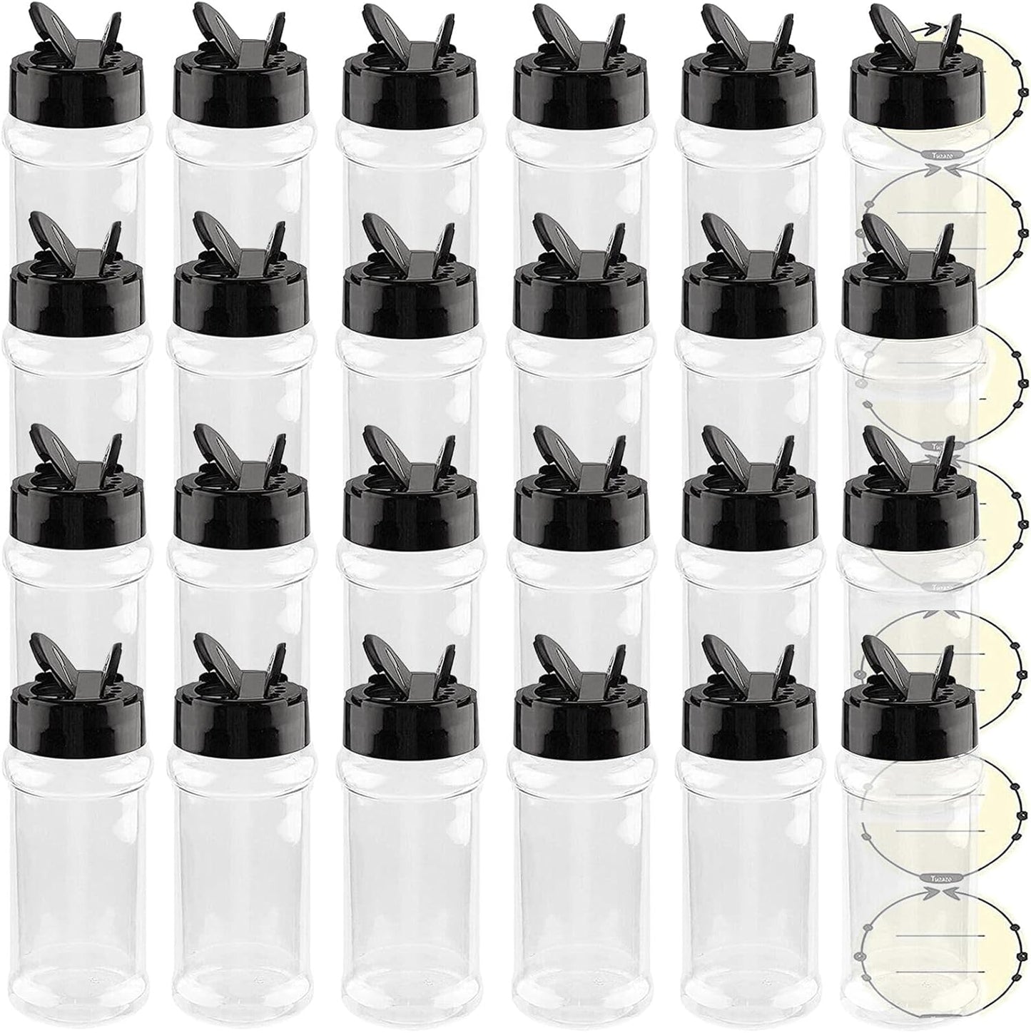 TUZAZO 3 oz Plastic Spice Jars with Shaker Lids and Labels, 24 Pcs Clear Empty Spice Bottles Seasoning Containers for Spice, Herbs and Seasoning Powders