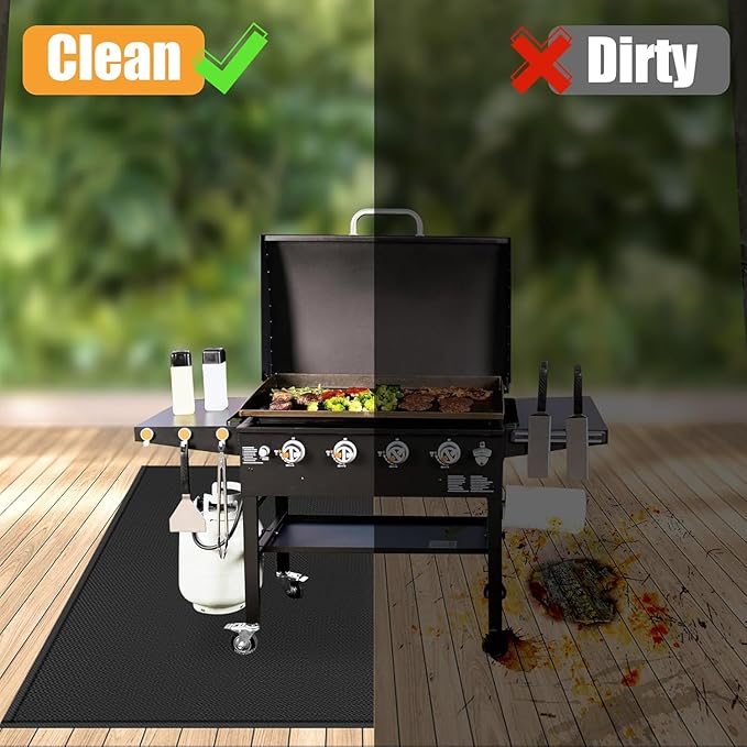 76 ×52 inches Under Grill Mat for Outdoor Grill/ Fireproof Grill Pad for Fire Pit, Double-Sided Indoor Fireplace Mat Fire Pit Mat, Oil-Proof Waterproof BBQ Grill Mats Pad for Deck and Patio Gas Grills