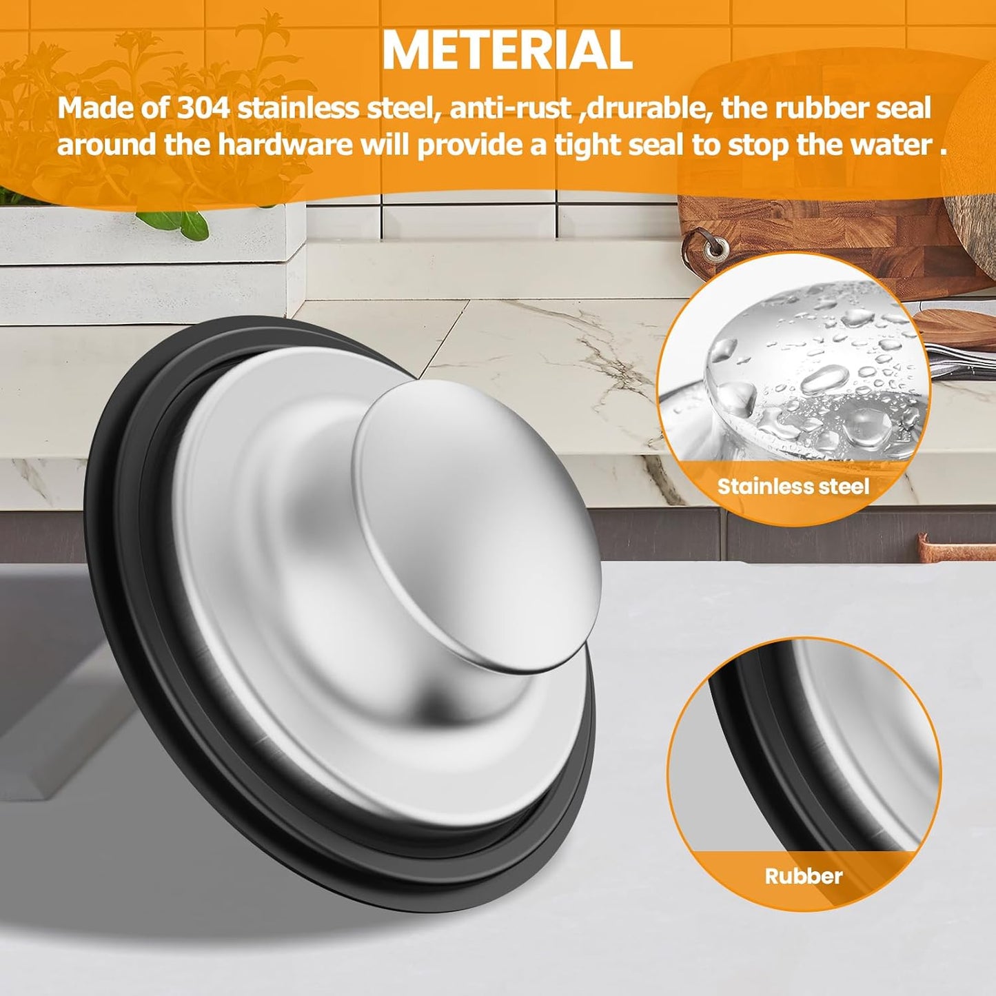 2PCS Kitchen Sink Stopper and Kitchen Sink Drain Strainer, Drain Catcher and Drain Cover for Kitchen Sink, Drainer for Standard 3-1/2 Inch Garbage Disposal Sink Drain